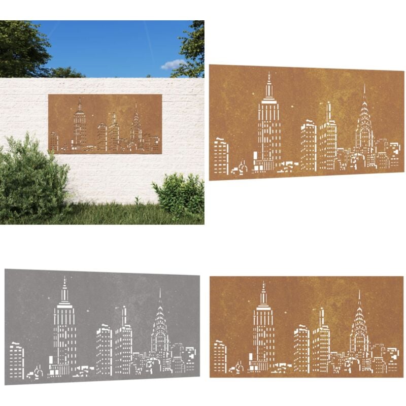 Décoration murale jardin 105x55cm acier corten design d'horizon - décoration murale de jardin - décorations murales de jardin - Home & Living - Brun