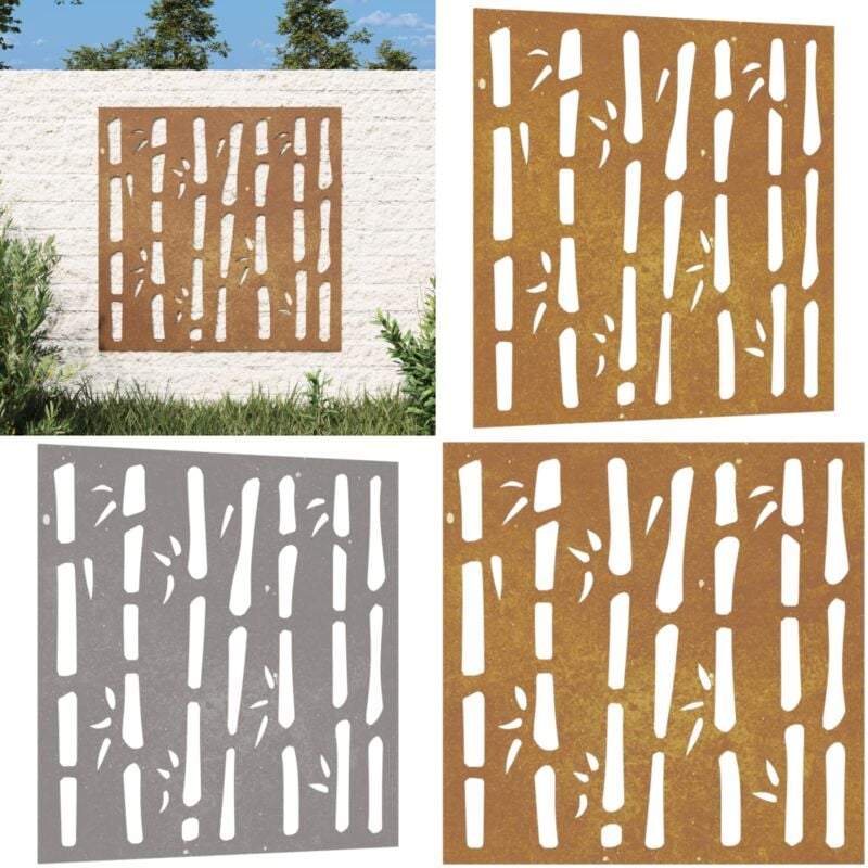 Décoration murale jardin 55x55 cm acier corten design bambou - décoration murale de jardin - décorations murales de jardin - Home & Living - Brun