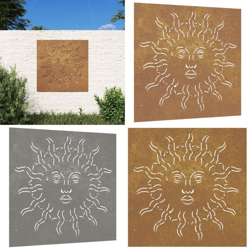 Décoration murale jardin 55x55 cm acier corten design du soleil - décoration murale de jardin - décorations murales de jardin - Home & Living - Brun