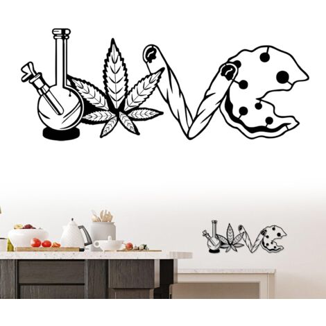 Décoration Murale Métal, Deco Mural, Art Mural en Métal, Sculpture Murale en Forme de Lettres LOVE Inhabituelles, Decoration Murale pour Chambre Salon Maison Bureau (Noir, 30 x 11.7 cm)