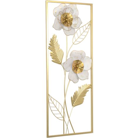 Décoration Murale Métal Doré & Crème – Motif Fleurs Élégantes – 90 cm DEC050032