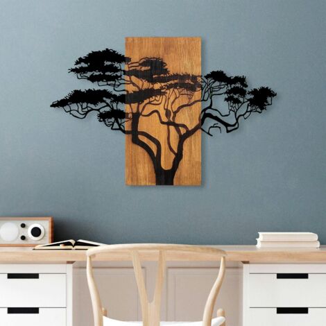 Décoration murale métal et bois – Acacia