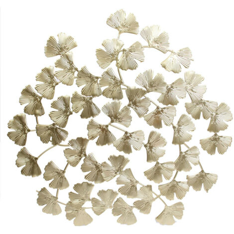DÉCORATION MURALE métal ginkgo doré glamour