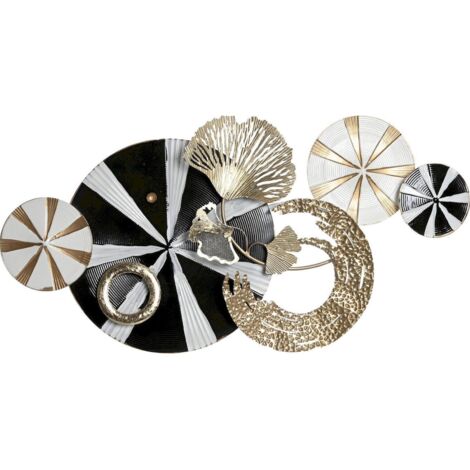 Décoration murale métal noir doré blanc style moderne élégant - Noir doré blanc contemporain