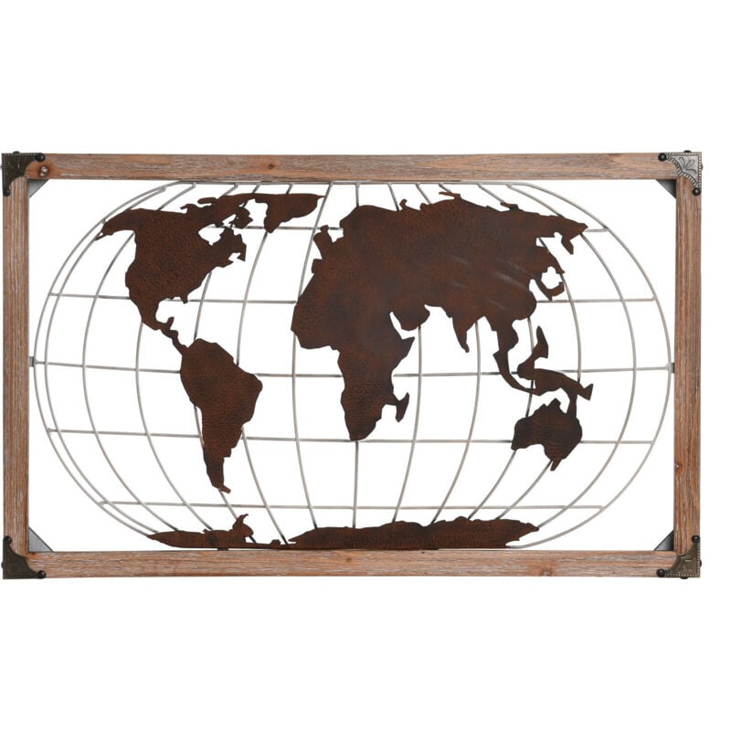 Décoration Murale Métal Pin 75X6X46 Carte Du Monde