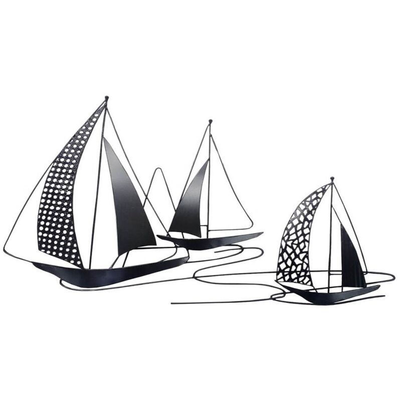 Décoration murale moderne 3 voiliers noirs