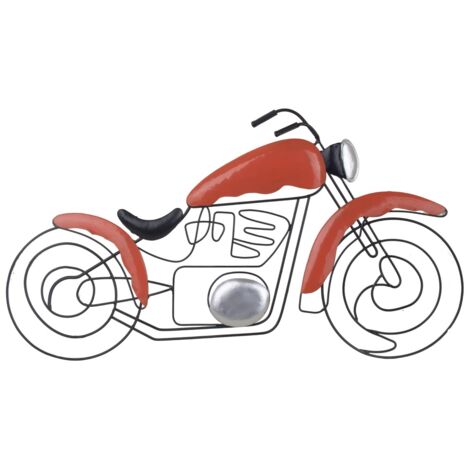Décoration murale moto vintage métal rouge 38 cm