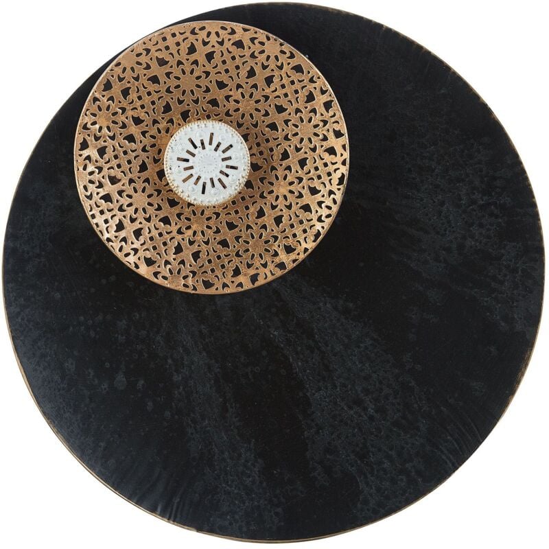 Décoration Murale de Forme Ciculaire en Métal Noir et Doré pour Salon Moderne et Contemporain 49 cm de Diamètre Beliani