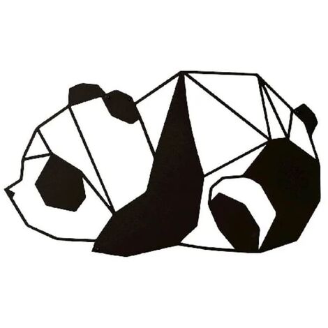 Décoration murale Panda 52x31 cm Acier Noir Homemania - Noir