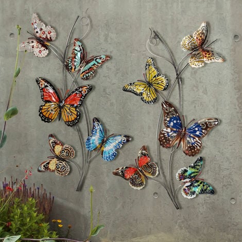 Décoration Papillon jardin métal rouillé (22 cm X 30 cm)