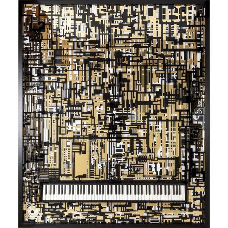 Décoration Murale Piano Élégance Dorée - Noir Pianistique et Accents d'Or