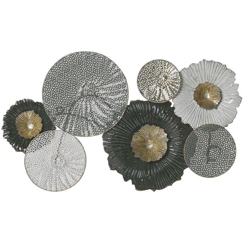 Déco Mureale Métallique Argenté Avec Platformes en Formes de Fleurs pour Salon ou Salle à Manger avec Décoration Industriel et Moderne Beliani