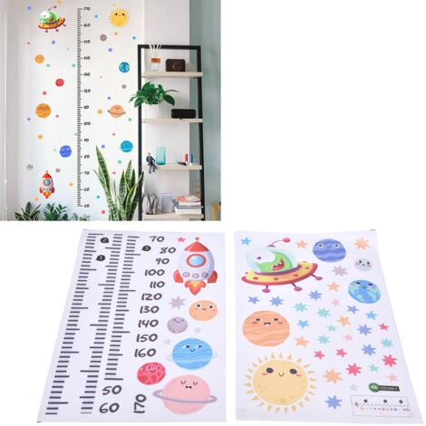 Décoration Murale PVC Autocollante Décalcomanie Astronautic pour Chambre Mesure de Hauteur (45x30cm, 2 Pièces)