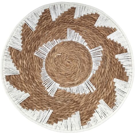 Décoration murale ronde en palmier et jonc de mer pour jardin