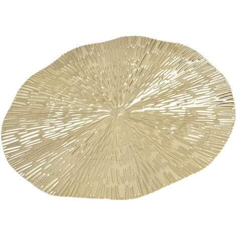 Décoration Murale Ronde Style Élégant en Fer 24,5cm Texture Délicate Cercle Irrégulier Doré