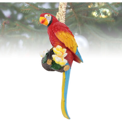 Décoration Murale Sculpture Résine Parrot Face Demi Cintrée - Support Vertical Arbre Intérieur Balcony Garten Rouge