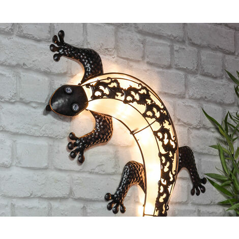 Décoration murale solaire à LED - environ 72 cm - motif : Gecko