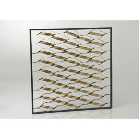 Décoration murale Spirales dorées dans cadre noir métal 90x90cm