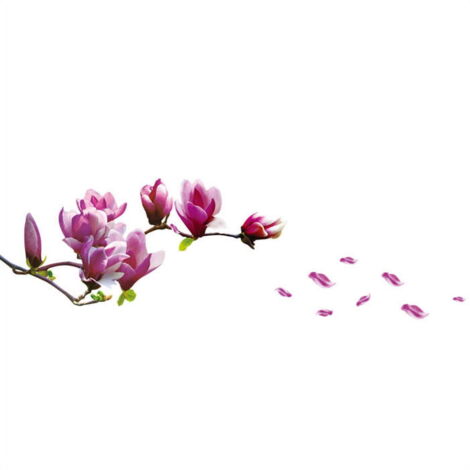 Décoration murale Stickers pour Salle de Séjour Frais de Magnolia Fleur Sticker Mural Autocollant Amovible en Pvc Sticker Mural Décoration Photos de pour Vivre Roo,Style 1