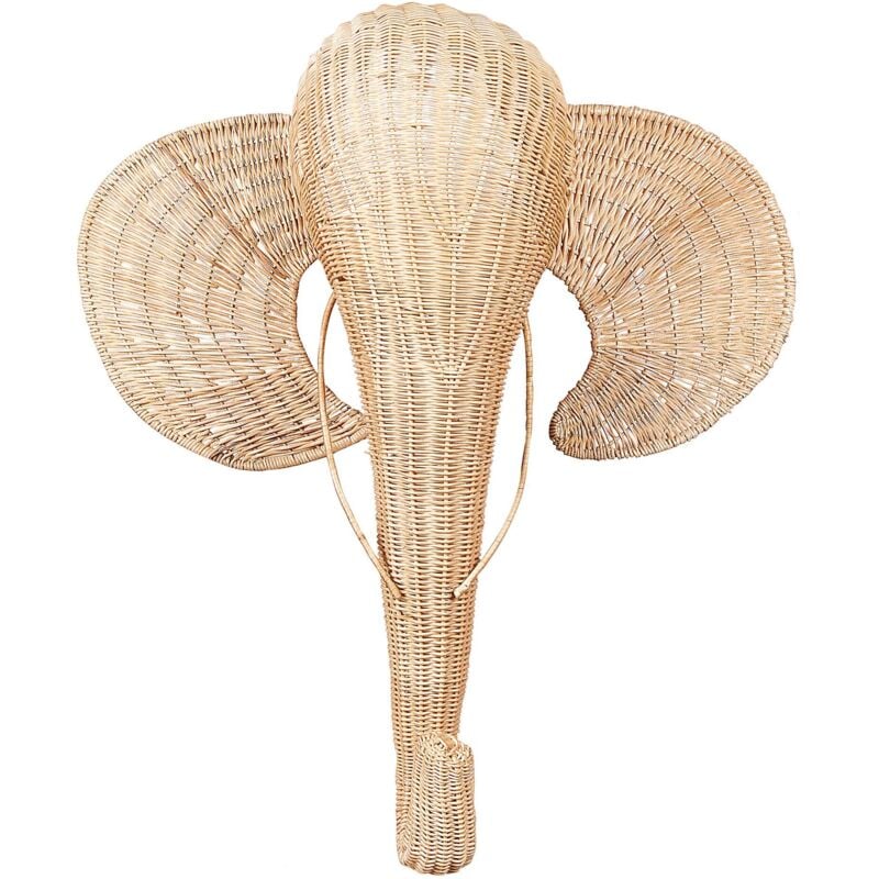 Beliani - Décoration Murale Style Boho Moderne Tête Éléphant Fait à la Main en Rotin Naturel Bananec