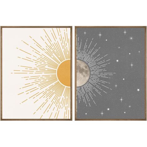 Décoration murale Sun Moon Boho, affiches célestes, imprimés modernes du milieu du siècle pour l'art mural, décoration murale pour chambre à coucher
