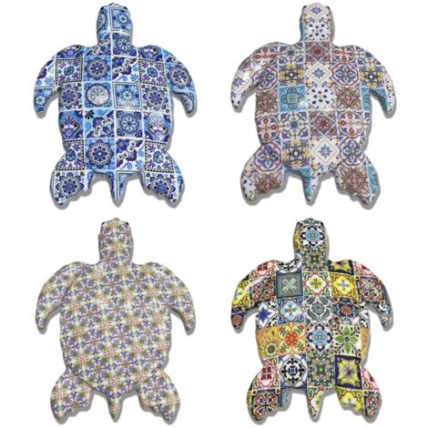 Décoration murale tortue tropicale, décoration de jardin en résine, lot de 4 figurines décoratives pour intérieur et extérieur