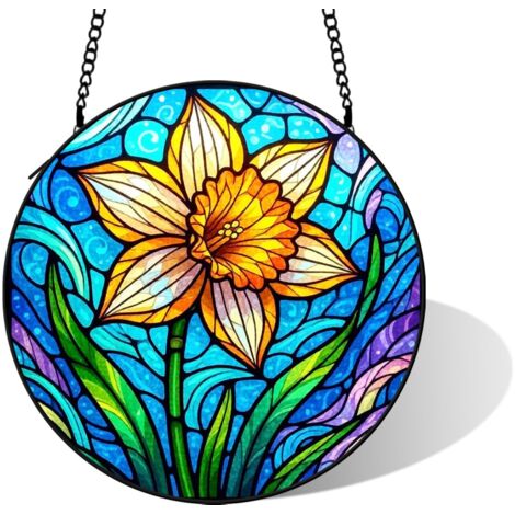 Décoration murale vitrail élégant, diamètre: 12.5 cm
