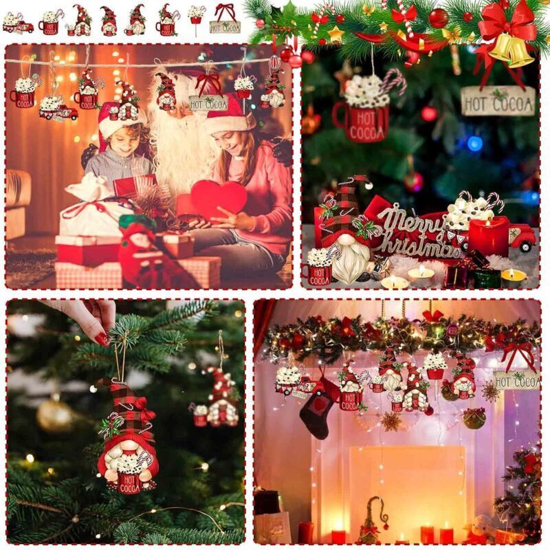 Décoration Noël en Bois - 24 Pièces pour Sapin, Ornements et Suspensions