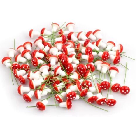 Décoration - Non spécifié - Mini Champignon - 100 pièces - Rouge - Mousse et Fil métallique