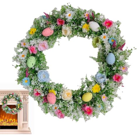 Décoration Pâques 45cm Décoration Jardin Lapin Pâques Décoration Extérieure pour Porte Balcon Terrasse Mur