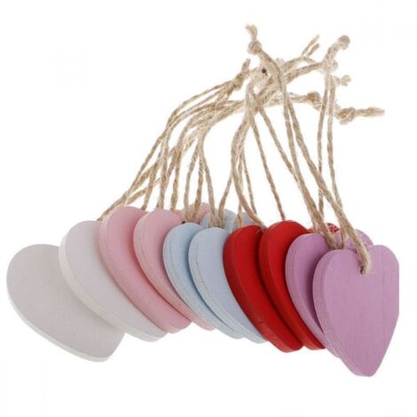 Décoration Petits cœurs en bois 10 - couleurs variées au choix