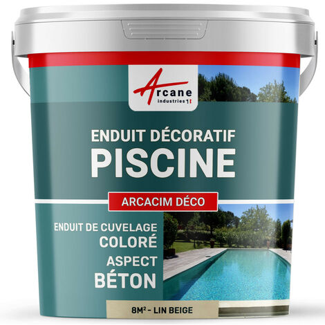 Décoration, piscine, enduit de cuvelage, finition béton ciré : Arcacim déco - 8 m² Lin Beige - ARCANE INDUSTRIES