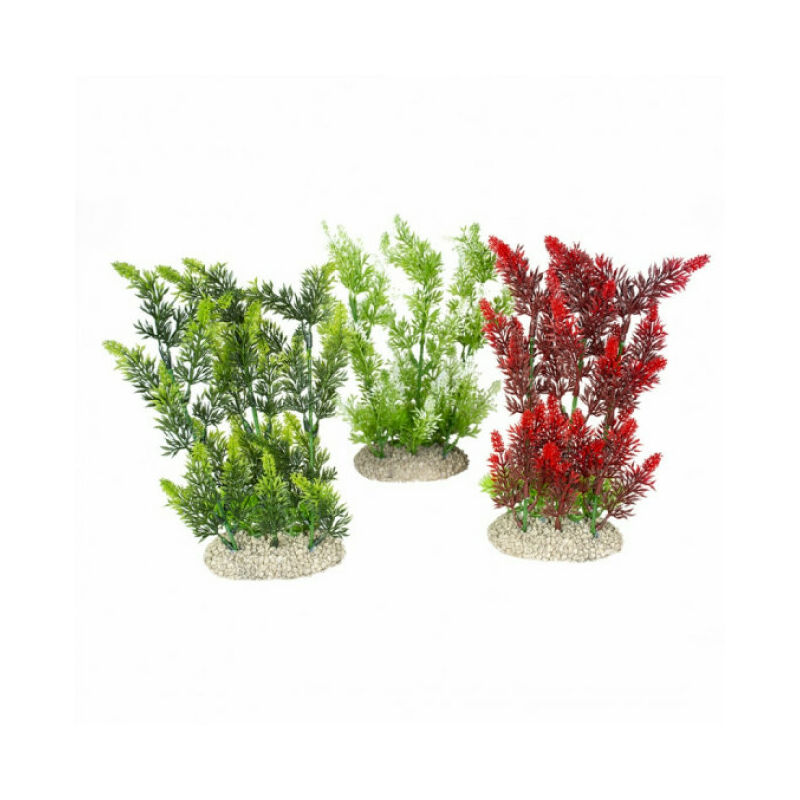 Aqua Della - Décoration pour aquarium plante dense rouge/vert en plastique vendue à l'unité - Taille XL