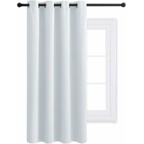 Décoration Rideau Occultant - Rideaux Thermique de Fenêtre Lumineux Bloquer Isolation Phonique Uni pour Fille Chambre Maison, 132 Largeur et 158 cm Hauteur, 1 Pièce, Gris Blanc