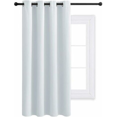Décoration Rideau Occultant - Rideaux Thermique de Fenêtre Lumineux Bloquer Isolation Phonique Uni pour Fille Chambre Maison, 132 Largeur et 158 cm Hauteur, 1 Pièce, Gris Blanc
