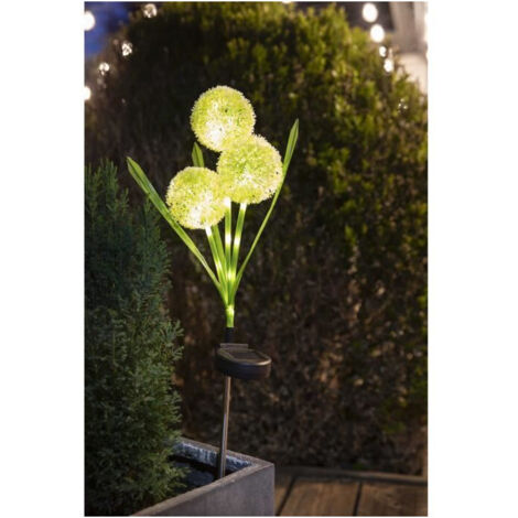 Décoration solaire: Fleur 3 boules 79cm, illuminez vos nuits avec élégance, effet magique garanti