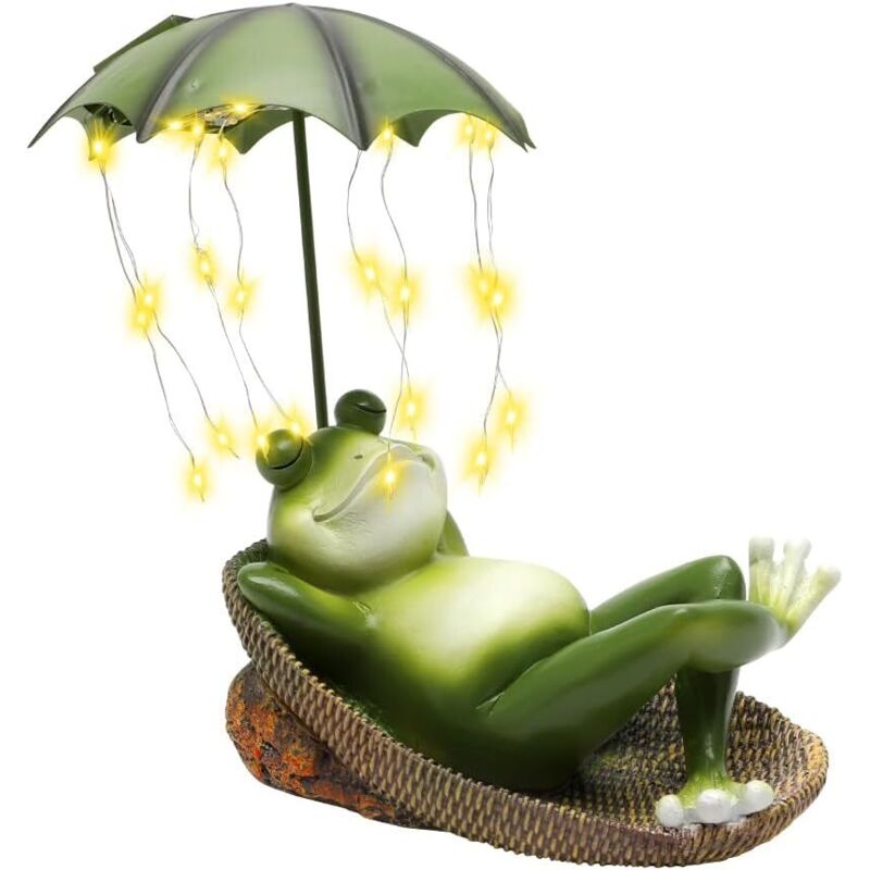 Décoration solaire grenouille pour jardin, figurine grenouille pour décoration extérieure, ornement pour patio, pelouse, maison et cour