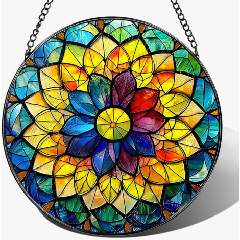 Décoration vitrail 30 cm – Attrape-soleil suspendu pour fenêtre, mur ou porte, cadeau Noël femme homme