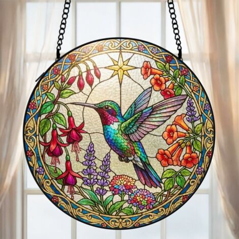 Décoration vitrail colibri attrape-soleil 12,5 cm fenêtre suspension élégante cadeau femme