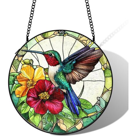 Décoration vitrail colibri attrape-soleil 12,5 cm fenêtre suspension élégante cadeau femme