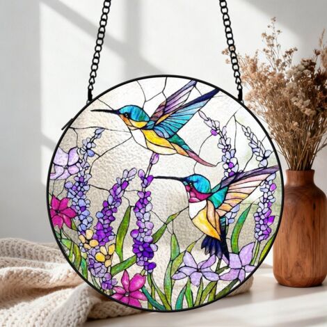 Décoration vitrail colibri attrape-soleil 12,5 cm fenêtre suspension élégante cadeau femme
