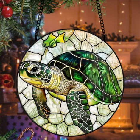 Décoration vitrail poisson attrape-soleil 12,5 cm suspension fenêtre élégante cadeau maman