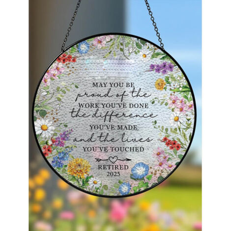 Décoration vitrail retraite 25 cm, attrape-soleil suspendu