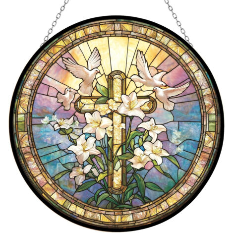 Décoration vitrail suspendue 30 cm – Attrape-soleil pour fenêtre et porte