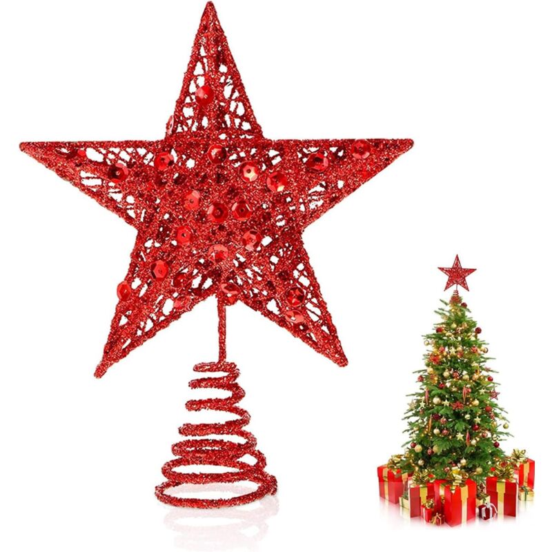 Décorations d'arbre de Noël, étoiles scintillantes pour sapin de Noël, décorations d'arbre de Noël à LED