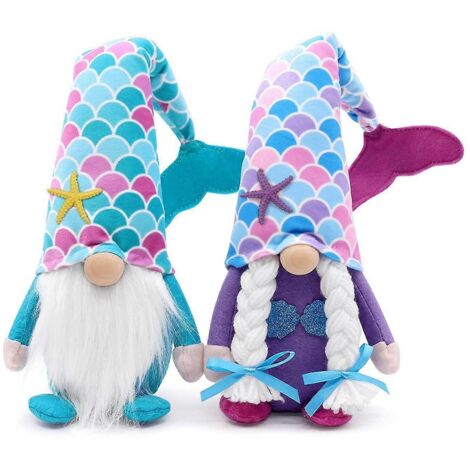 Décorations de gnomes en peluche pour le printemps et l'été, lot de 2, style plage, faites à la main.