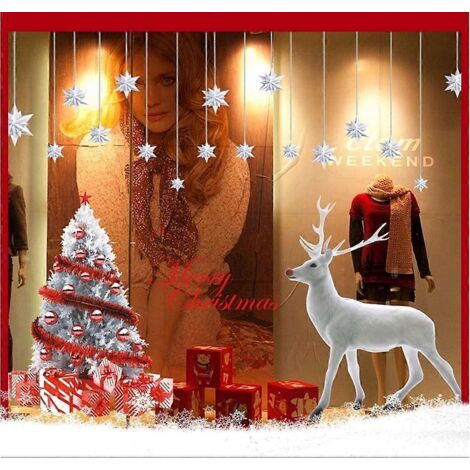 Décorations de Noël amovibles pour fenêtres : Père Noël, bonhomme de neige, rennes et flocons de neige. Stickers muraux et de fenêtre repositionnables pour les fêtes de Noël, le Nouvel An et l'hiver.