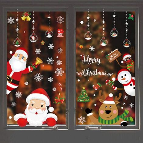 Décorations de Noël : Autocollants de fenêtre Père Noël et bonhomme de neige à faire soi-même. Autocollants décoratifs pour fenêtre à faire soi-même avec le Père Noël et le bonhomme de neige.