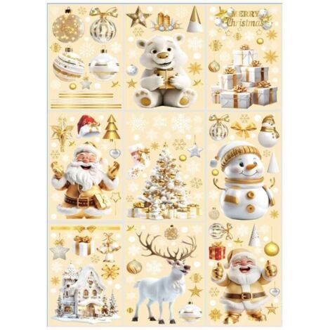 Décorations de Noël, autocollants pour vitres de Noël, double face, réutilisables, mignons, pour les fêtes d'hiver, pour la décoration de la maison des enfants