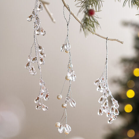 Décorations de Noël avec cristaux suspendus, décorations de Noël, décorations en cristal et décorations de mariage, ensemble de 3 glaçons